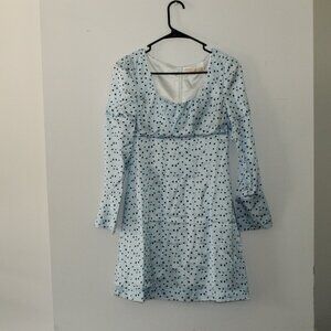 Choosy Light Blue Satin Polka Dot Dress Size Small